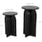 Black Wood Art Deco Carved Arched Pedestal Accent Table Set
